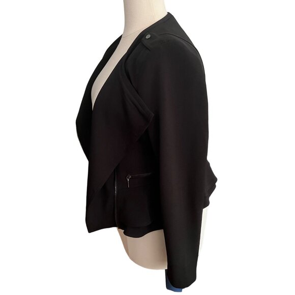 White House Black Market Size 14 Black Asymmetrical Zip Peplum Moto Jacket - Picture 7 of 14